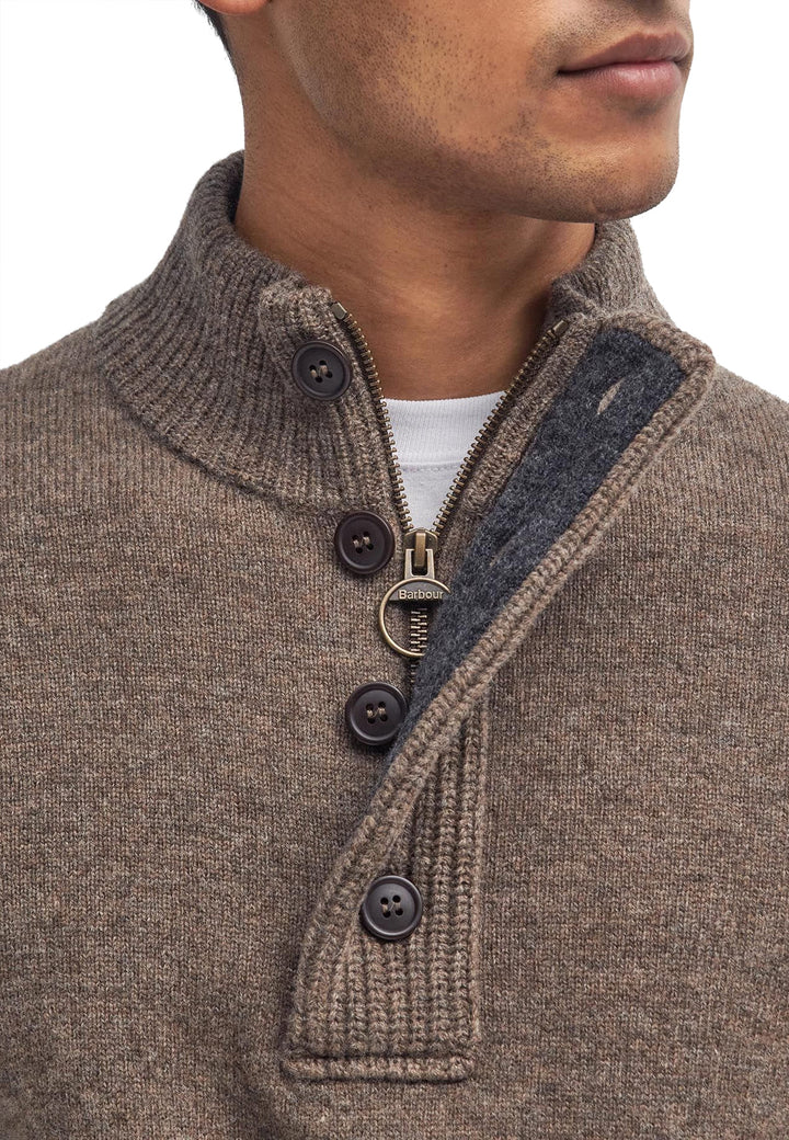 Maglia mezza zip uomo beige Barbour in lana