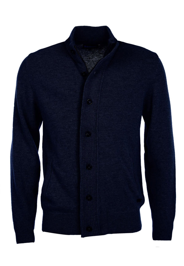 Maglia cardigan blu uomo Barbour in lana