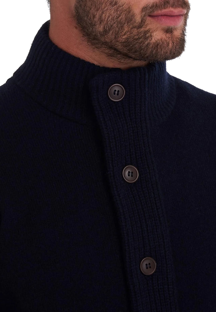 Maglia cardigan blu uomo Barbour in lana