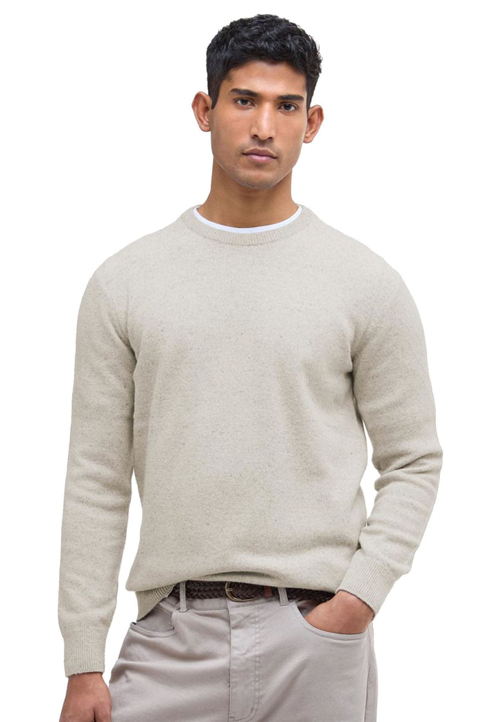 Maglia girocollo uomo beige Barbour in lana