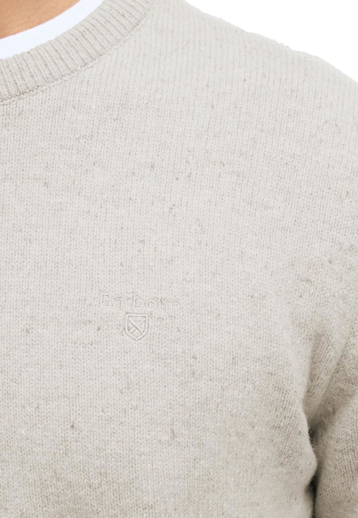 Maglia girocollo uomo beige Barbour in lana