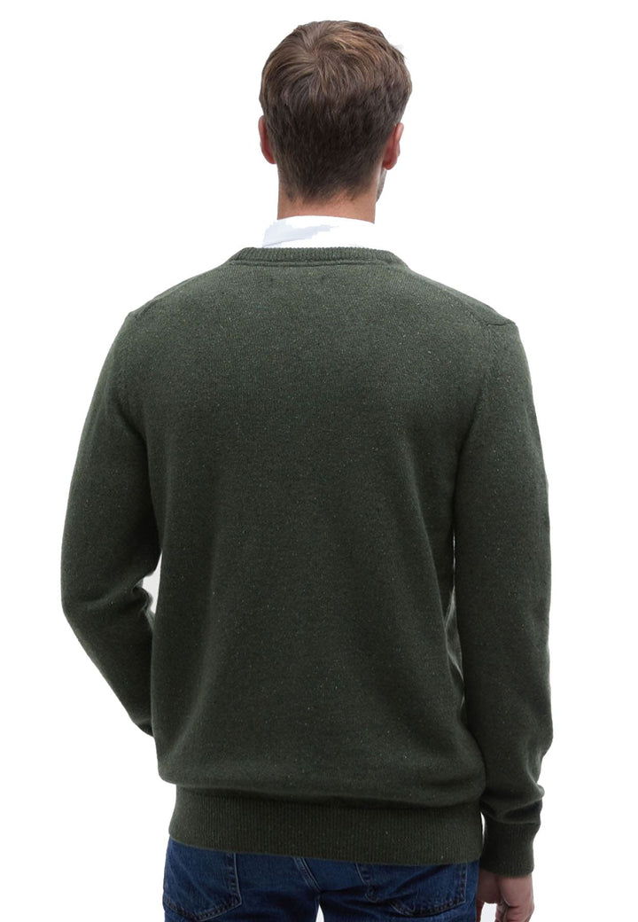 Maglia girocollo uomo verde Barbour in lana