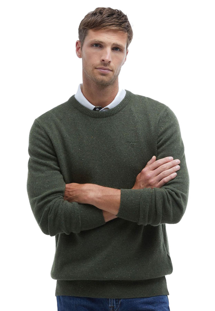 Maglia girocollo uomo verde Barbour in lana