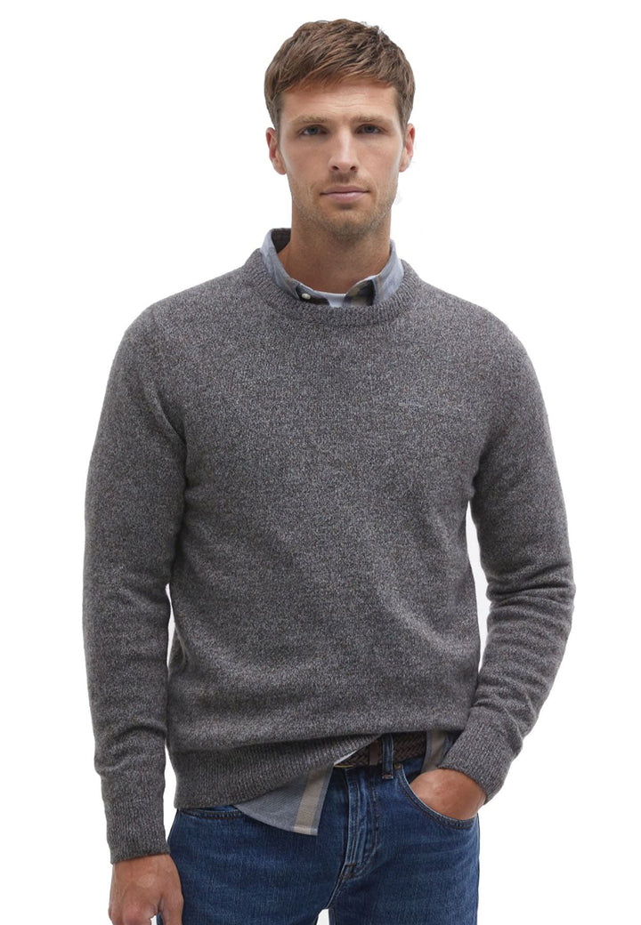 Maglia girocollo uomo grigio Barbour in lana