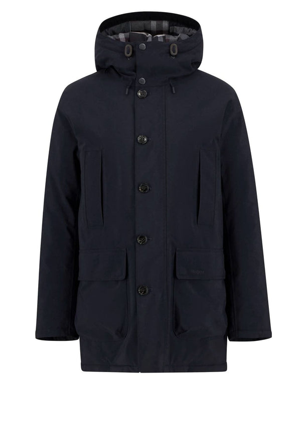 Parka impermeabile Beaufort uomo blu Barbour in cotone impermeabile