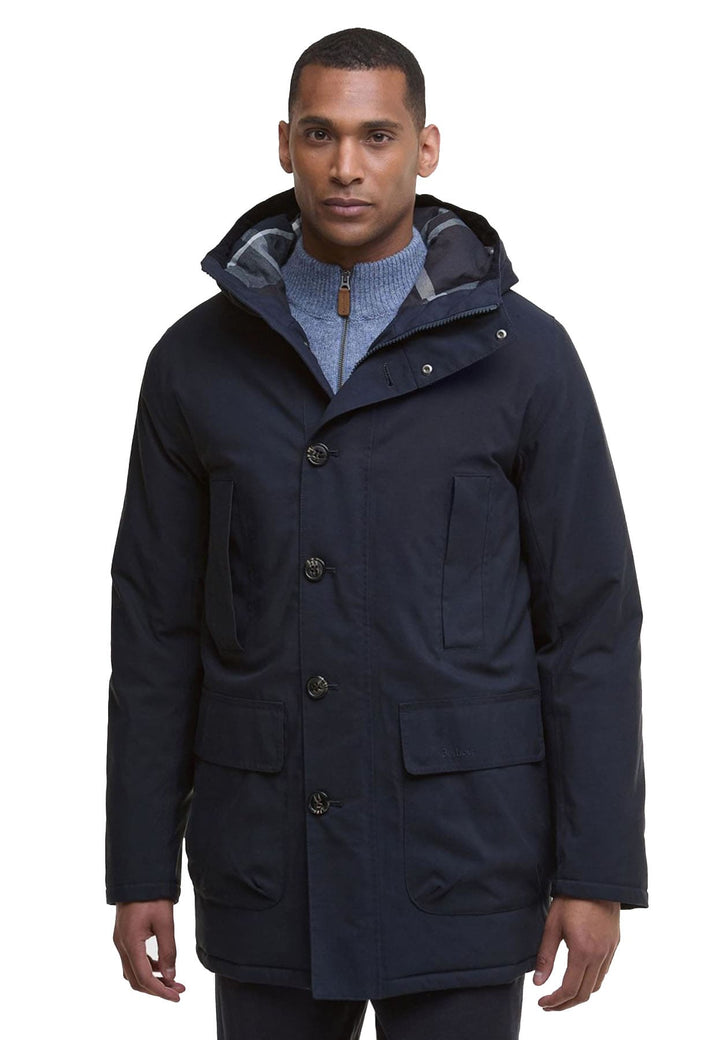 Parka impermeabile Beaufort uomo blu Barbour in cotone impermeabile