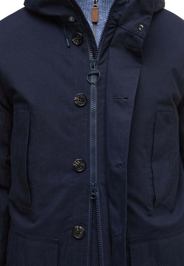 Parka impermeabile Beaufort uomo blu Barbour in cotone impermeabile