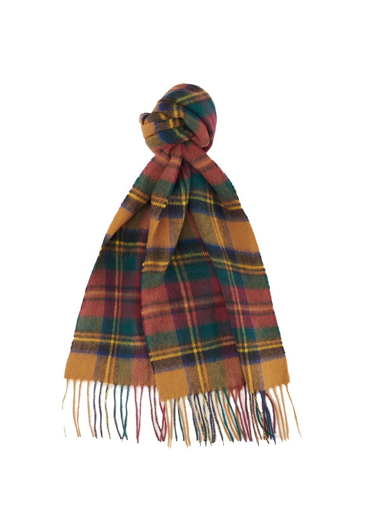 Sciarpa a fantasia tartan senape e blu unisex Barbour in misto cashmere