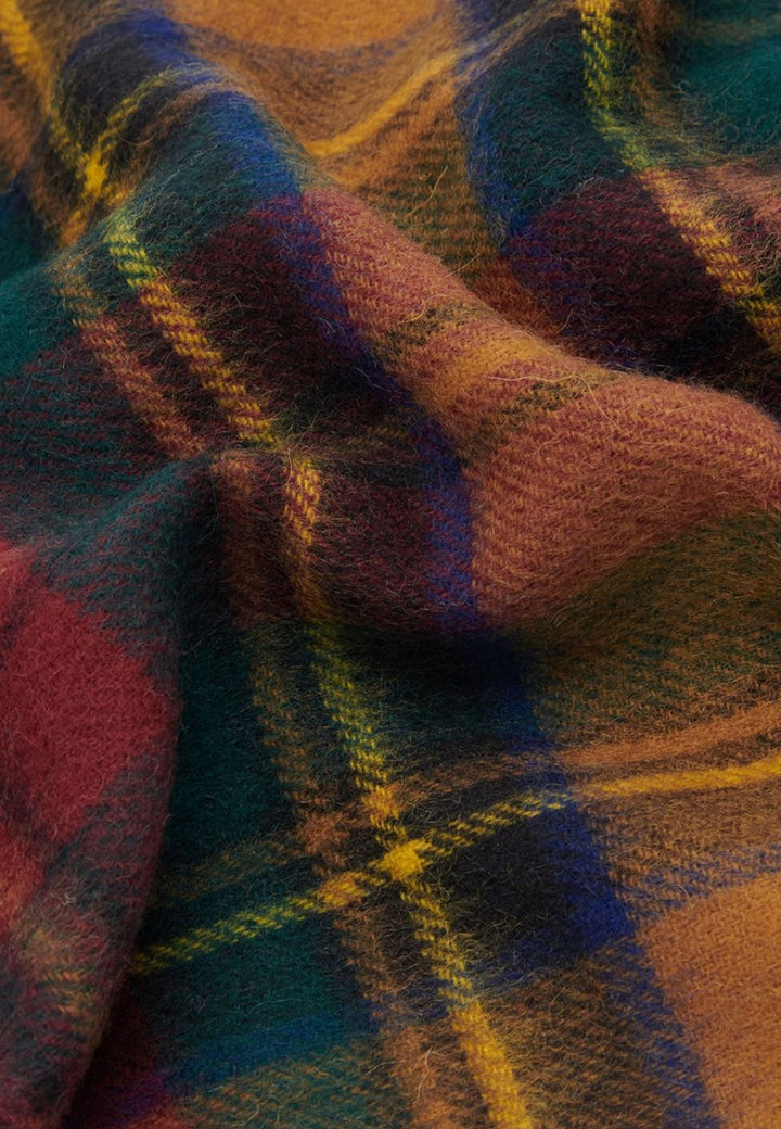 Sciarpa a fantasia tartan senape e blu unisex Barbour in misto cashmere