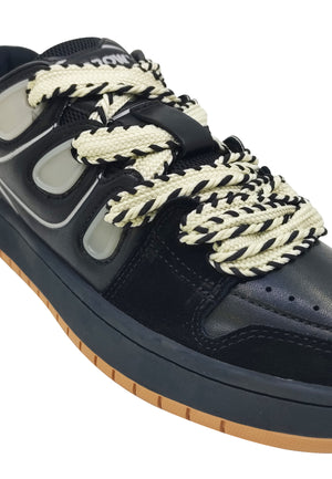 Sneakers nera unisex Barrow in pelle scamosciata e mesh