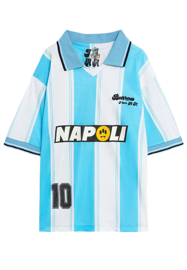 Polo a righe crema e azzurra unisex Barrow in nylon