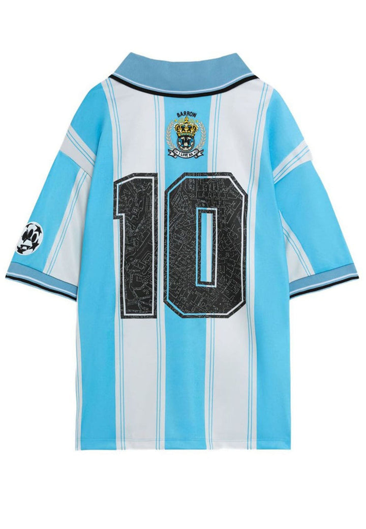 Polo a righe crema e azzurra unisex Barrow in nylon