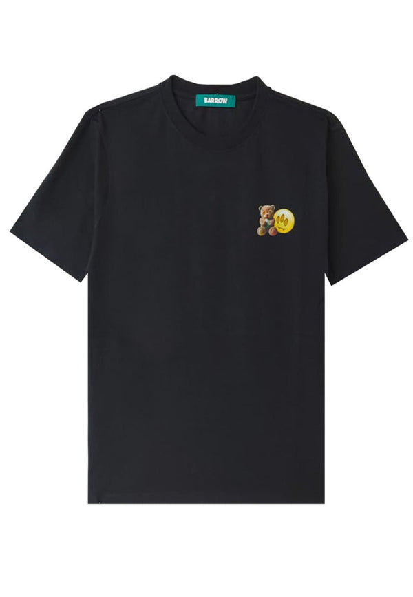 T-shirt mezza manica unisex nera Barrow in cotone