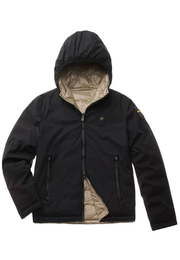 Giubbino unisex Blauer reversibile nero e beige in piuma
