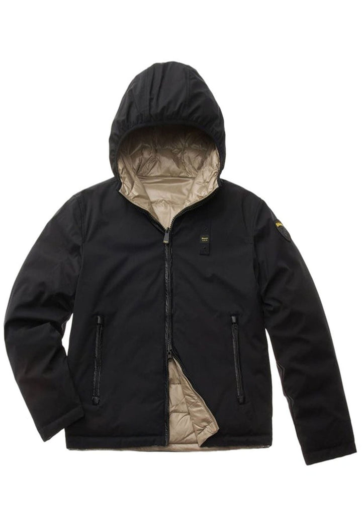 Giubbino unisex Blauer reversibile nero e beige in piuma