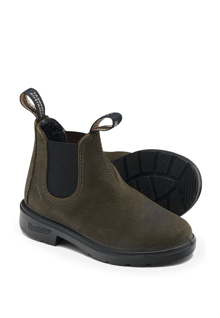 Tronchetto bambino Blundstone dark olive in pelle
