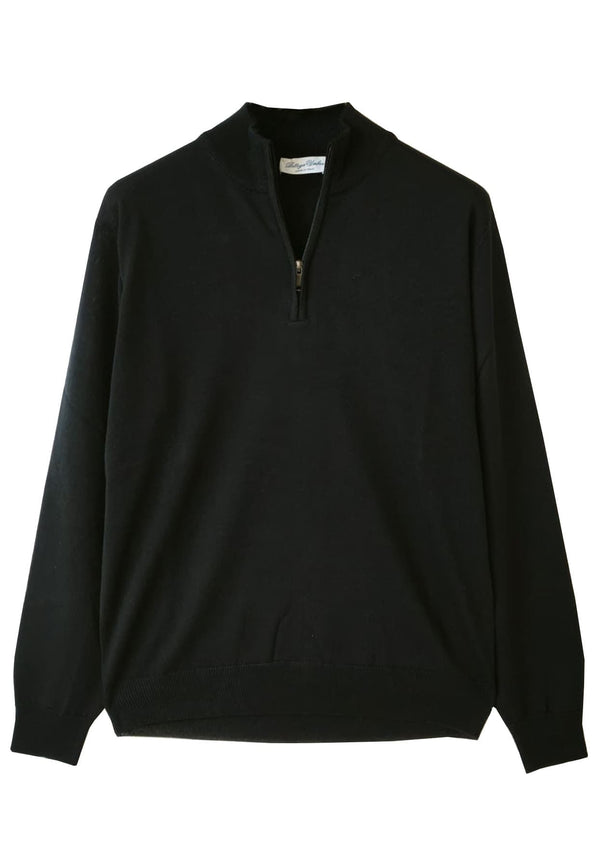 Polo uomo nera Bottega Umbra in misto lana