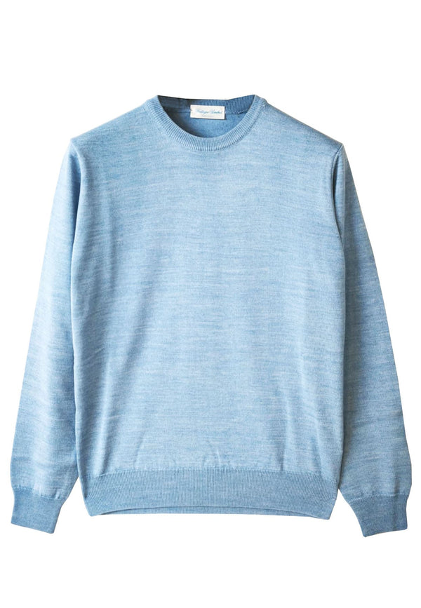 Maglia uomo girocollo azzurra Bottega Umbra in misto lana