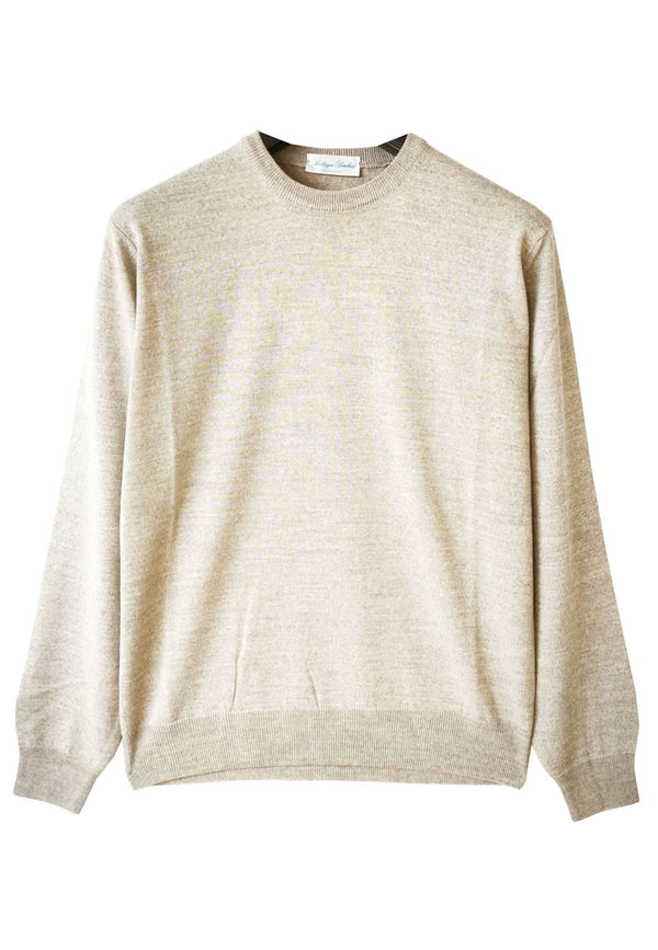 Maglia uomo girocollo beige Bottega Umbra in misto lana