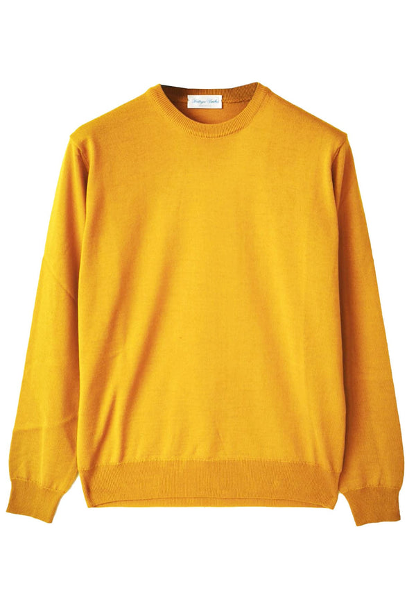 Maglia uomo girocollo senape Bottega Umbra in misto lana