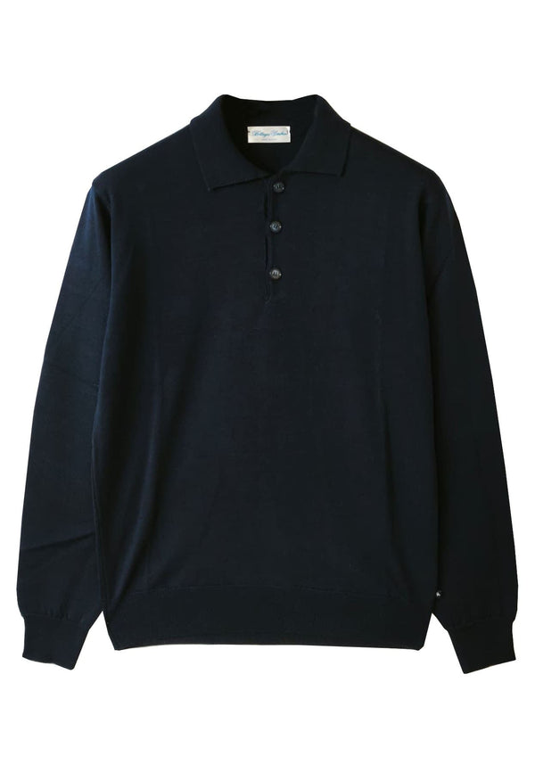 Polo uomo blu Bottega Umbra in misto lana