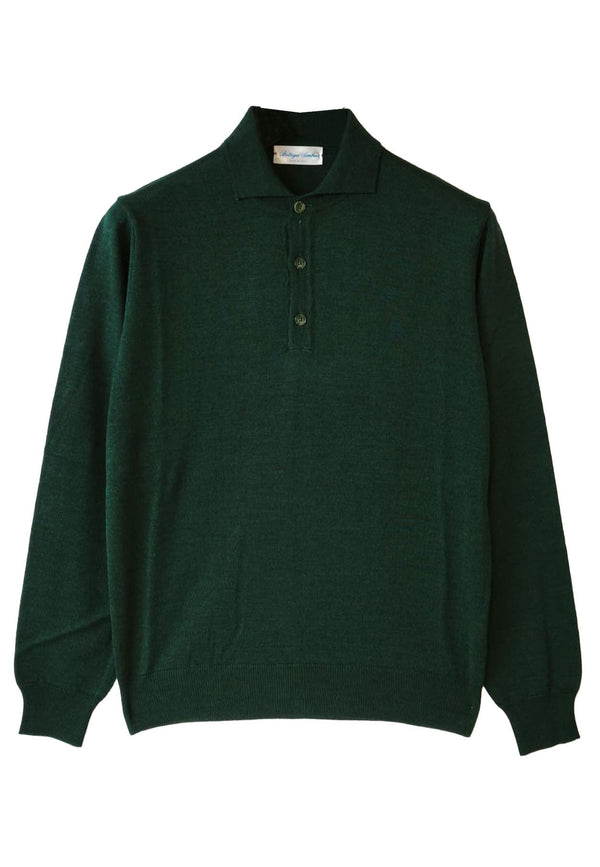 Polo uomo verde bottiglia Bottega Umbra in misto lana