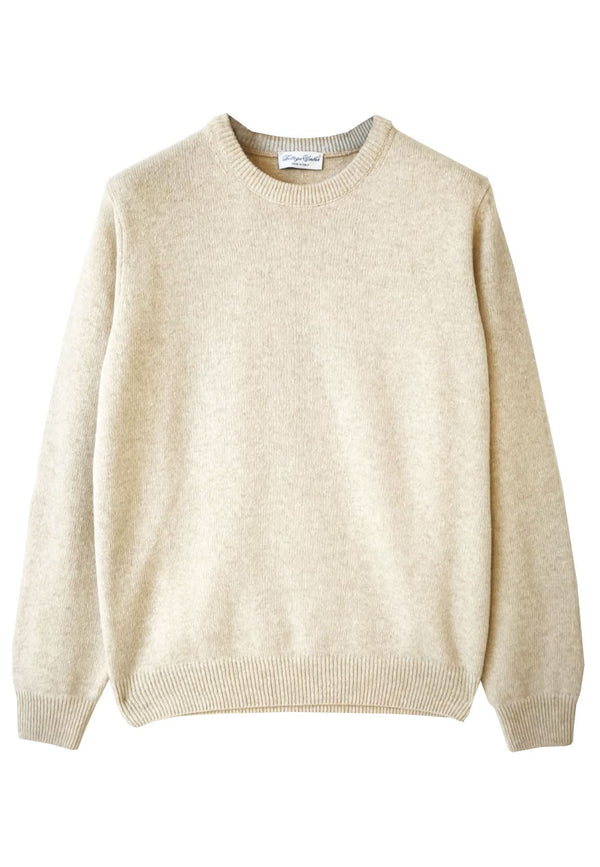 Maglia uomo girocollo beige Bottega Umbra in misto lana