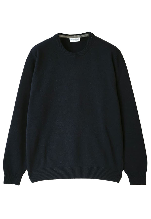 Maglia uomo girocollo blu Bottega Umbra in misto lana