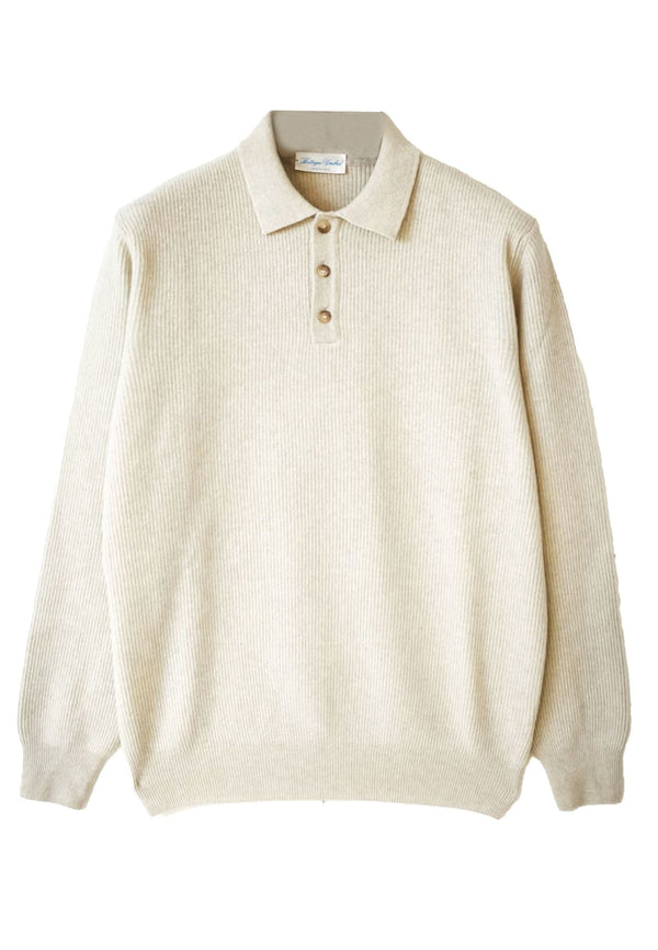 Polo uomo beige Bottega Umbra in lana e cashmere