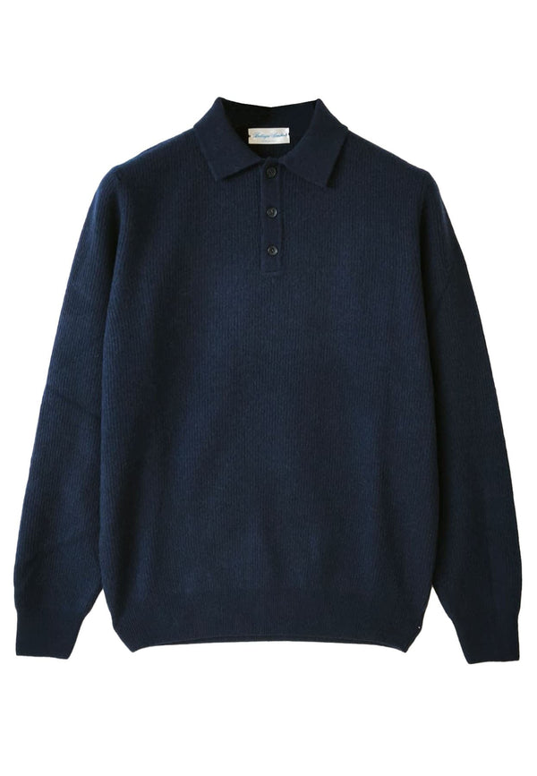 Polo uomo blu Bottega Umbra in lana e cashmere
