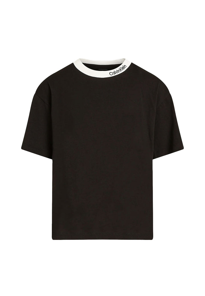 T-shirt bambino Calvin Klein Jeans nera in cotone
