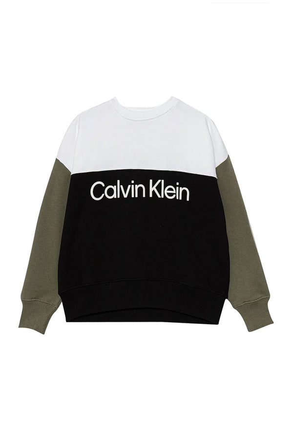 Felpa bambino Calvin Klein Jeans color block in cotone