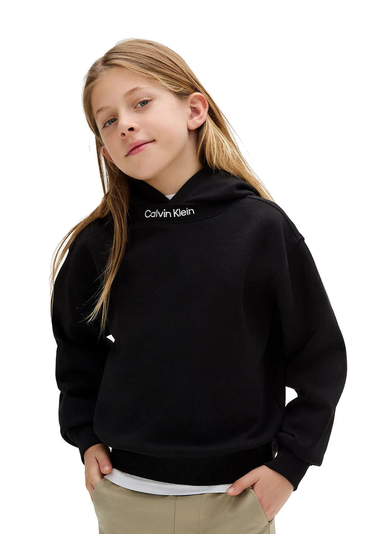 Felpa bambino Calvin Klein Jeans nera in cotone