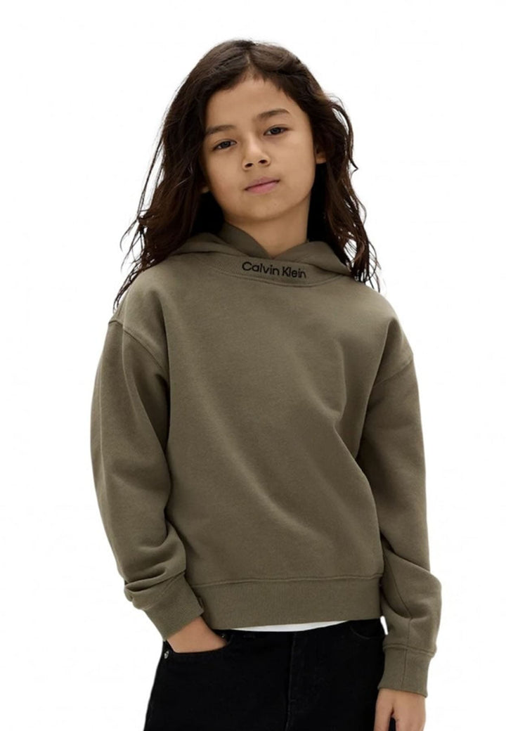Felpa bambino Calvin Klein Jeans verde in cotone