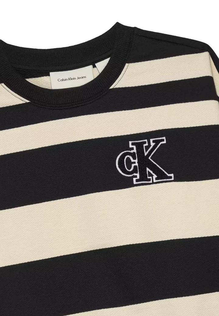 Felpa bambino Calvin Klein Jeans nera/crema in cotone