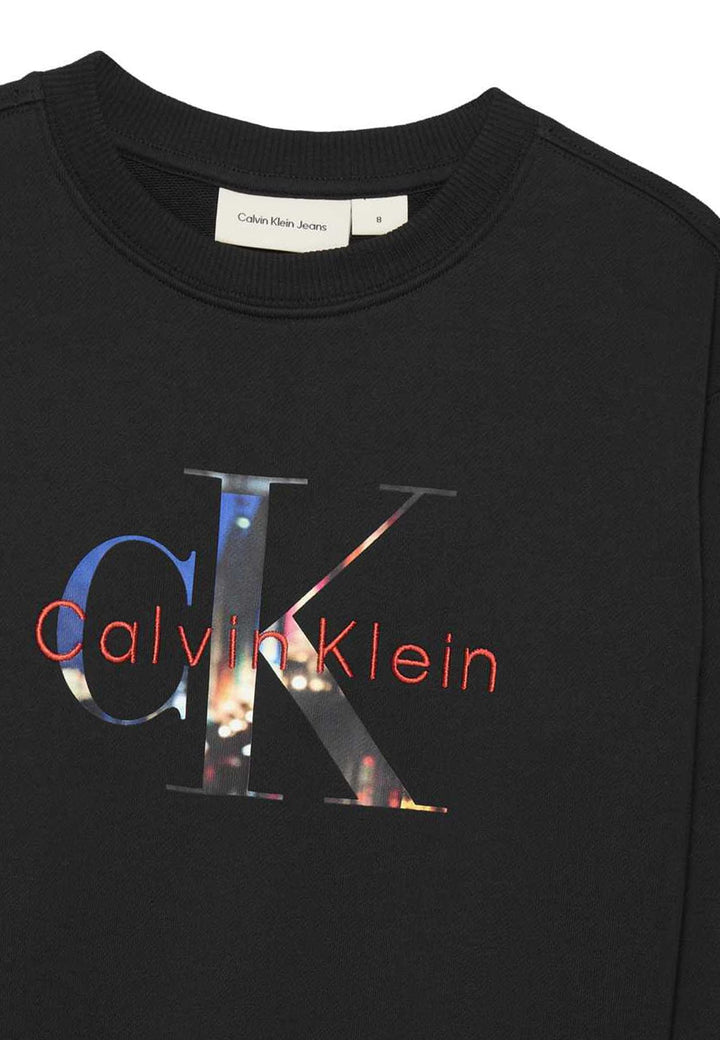 Felpa bambino Calvin Klein Jeans nera in cotone