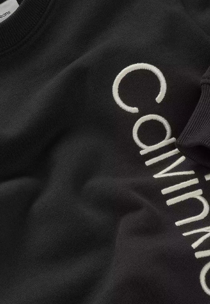 Felpa bambino Calvin Klein Jeans nera in cotone