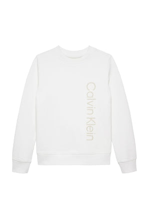 Felpa bambino Calvin Klein Jeans bianca in cotone