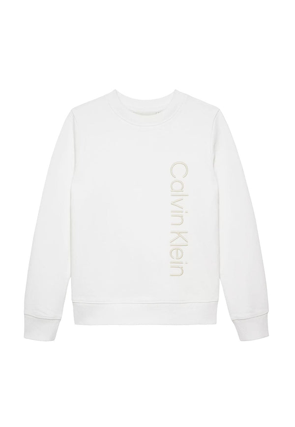 Felpa bambino Calvin Klein Jeans bianca in cotone