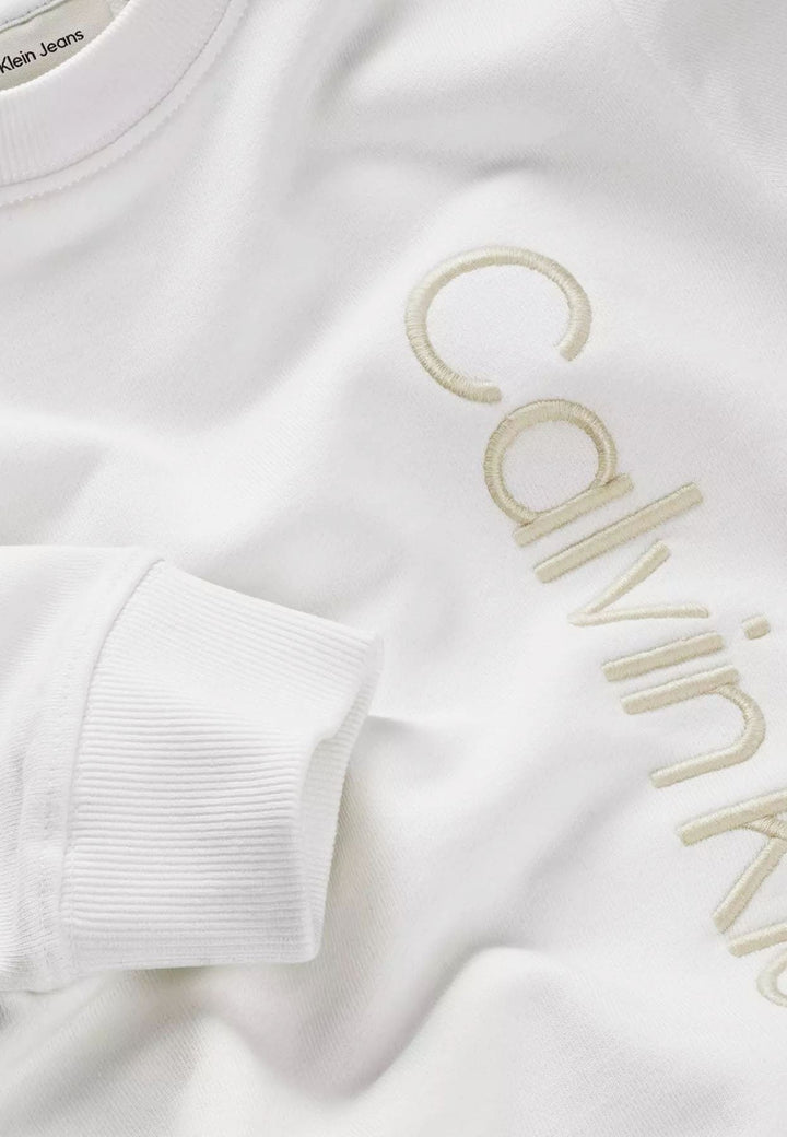 Felpa bambino Calvin Klein Jeans bianca in cotone