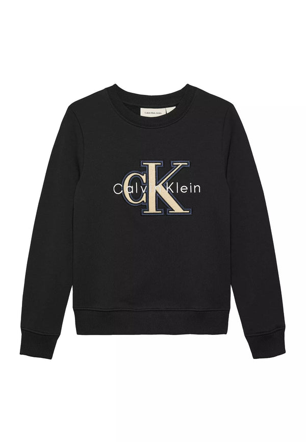 Felpa bambino Calvin Klein Jeans nera in cotone