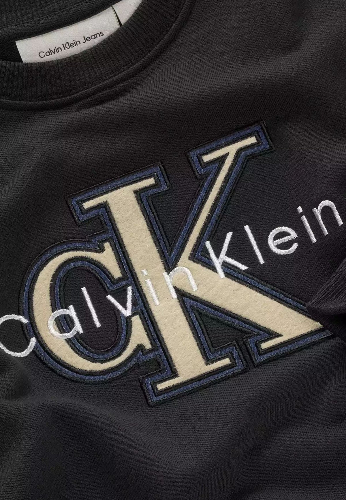 Felpa bambino Calvin Klein Jeans nera in cotone