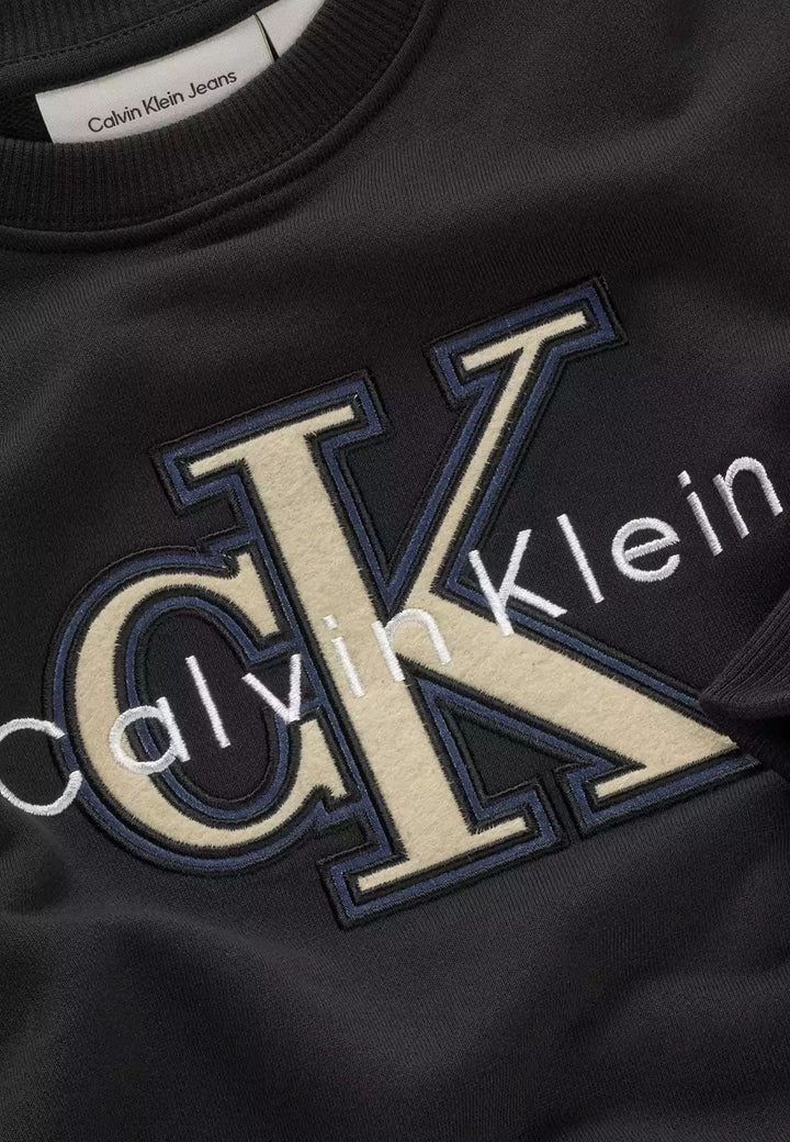 Felpa bambino Calvin Klein Jeans nera in cotone