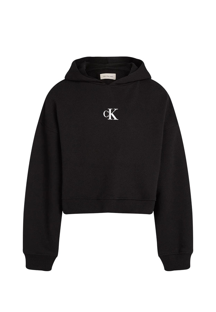 Felpa bambina Calvin Klein Jeans nera in cotone
