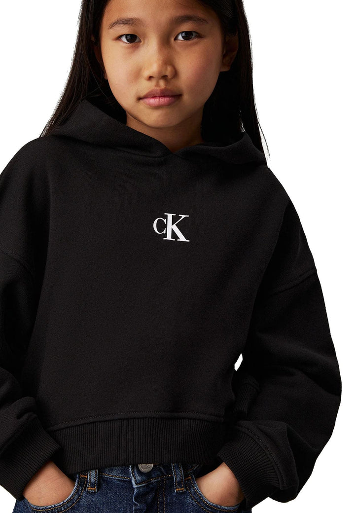 Felpa bambina Calvin Klein Jeans nera in cotone