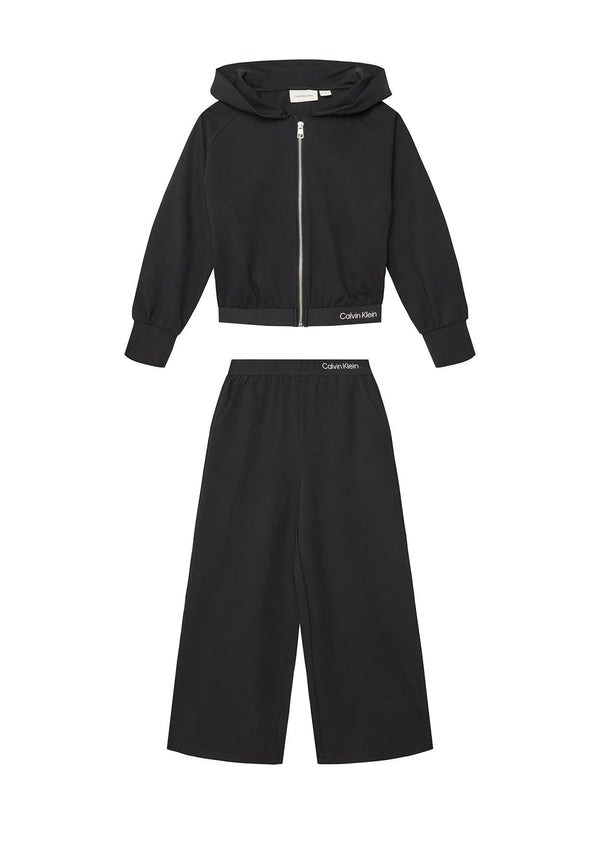 Tuta bambina Calvin Klein Jeans nera in misto viscosa