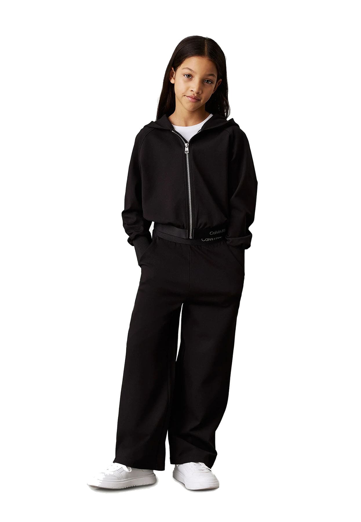 Tuta bambina Calvin Klein Jeans nera in misto viscosa
