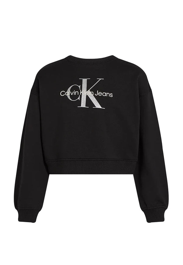 Felpa bambina Calvin Klein Jeans nera in cotone