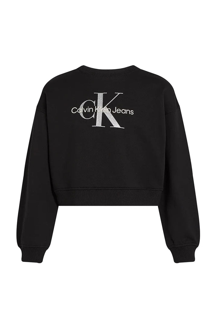 Felpa bambina Calvin Klein Jeans nera in cotone