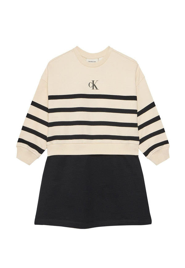 Vestito bambina Calvin Klein Jeans nero/crema in cotone